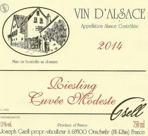 Cuvee Modeste Riesling Bottle