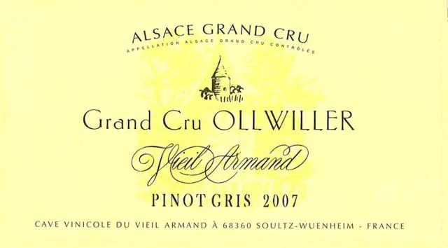 Alsace Grand Cru Ollwiller Pinot Gris Bottle