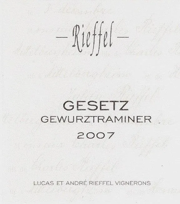 Gesetz Gewurztraminer Bottle