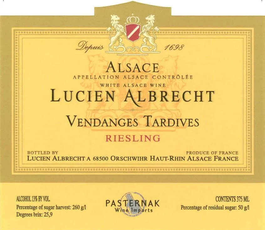 Riesling Vendange Tardive Bottle