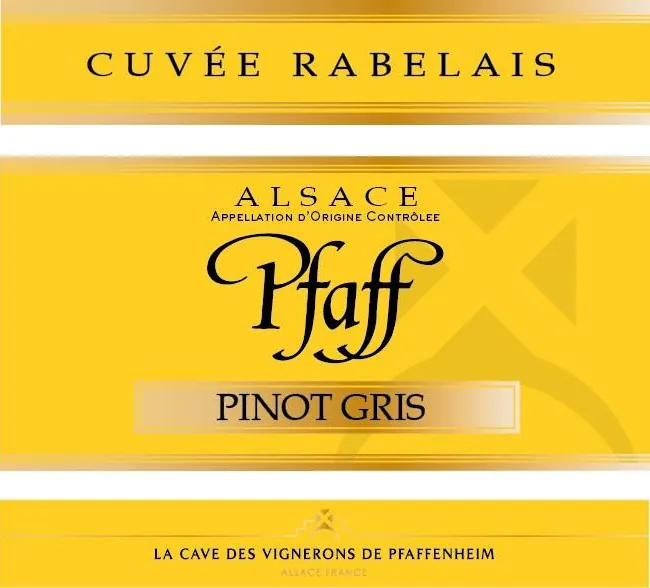 Pfaff Cuvee Rabelais Pinot Gris Bottle
