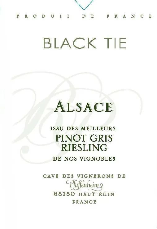 Pfaff Pinot Gris Riesling Black Tie Bottle