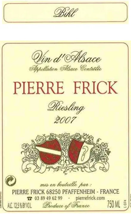 Bihl Riesling Bottle