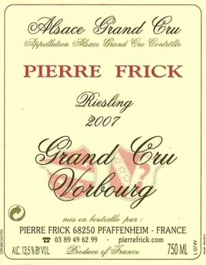 Vorbourg Alsace Grand Cru Riesling Bottle