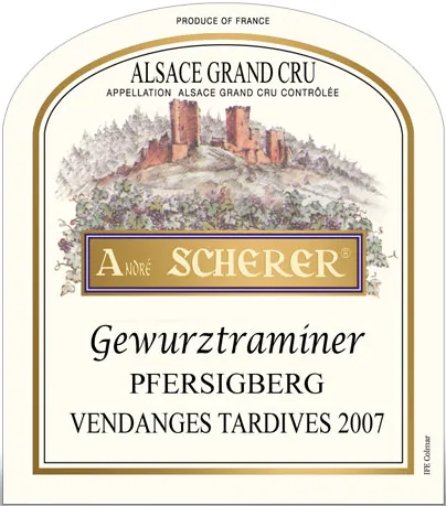 Alsace Pfersigberg Vendanges Tardives Grand Cru Gewurztraminer Bottle