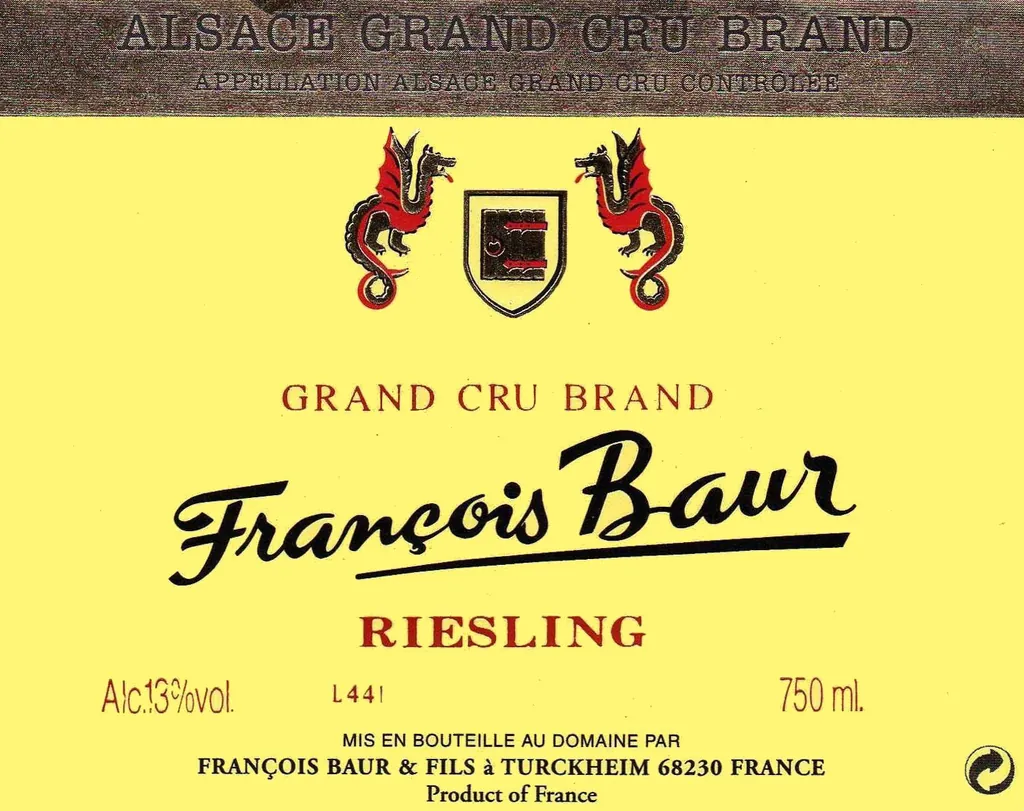 Francois Baur Brand Grand Cru Riesling Bottle