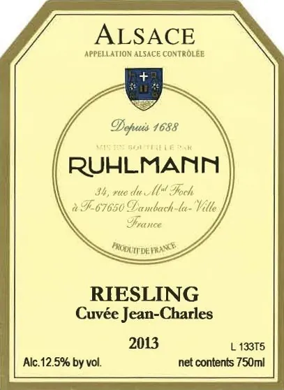 Cuvee Jean Charles Riesling Bottle