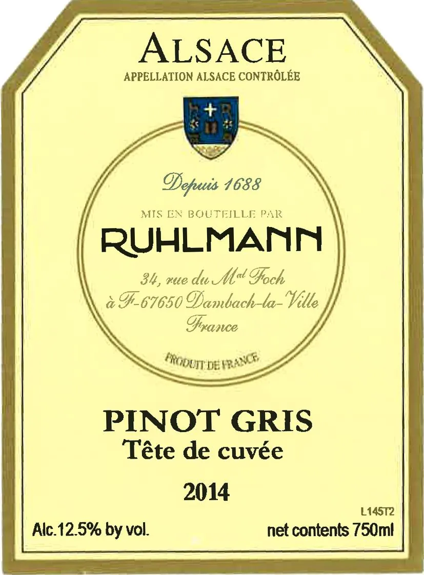 Tete de Cuvee Pinot Gris Bottle