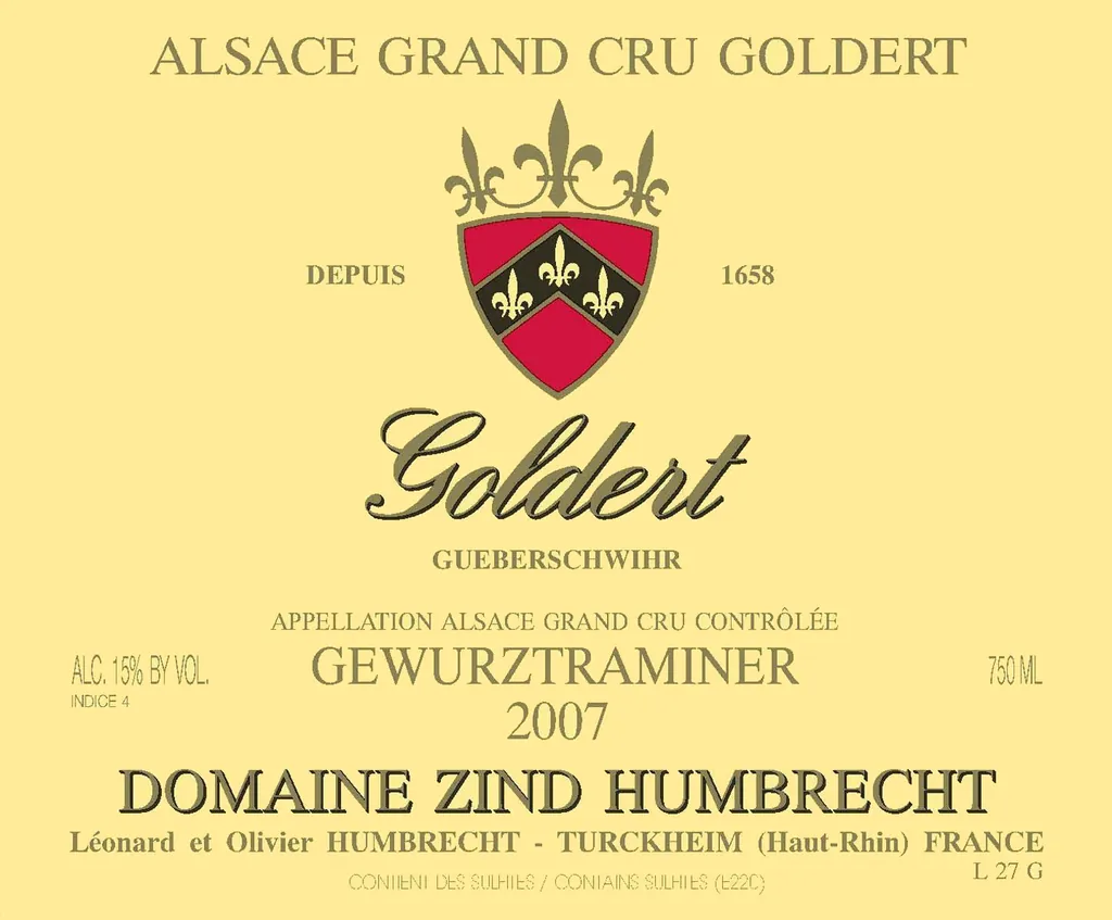 Alsace Goldert Grand Cru Gewurztraminer Bottle