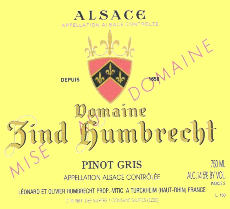Alsace Pinot Gris Bottle