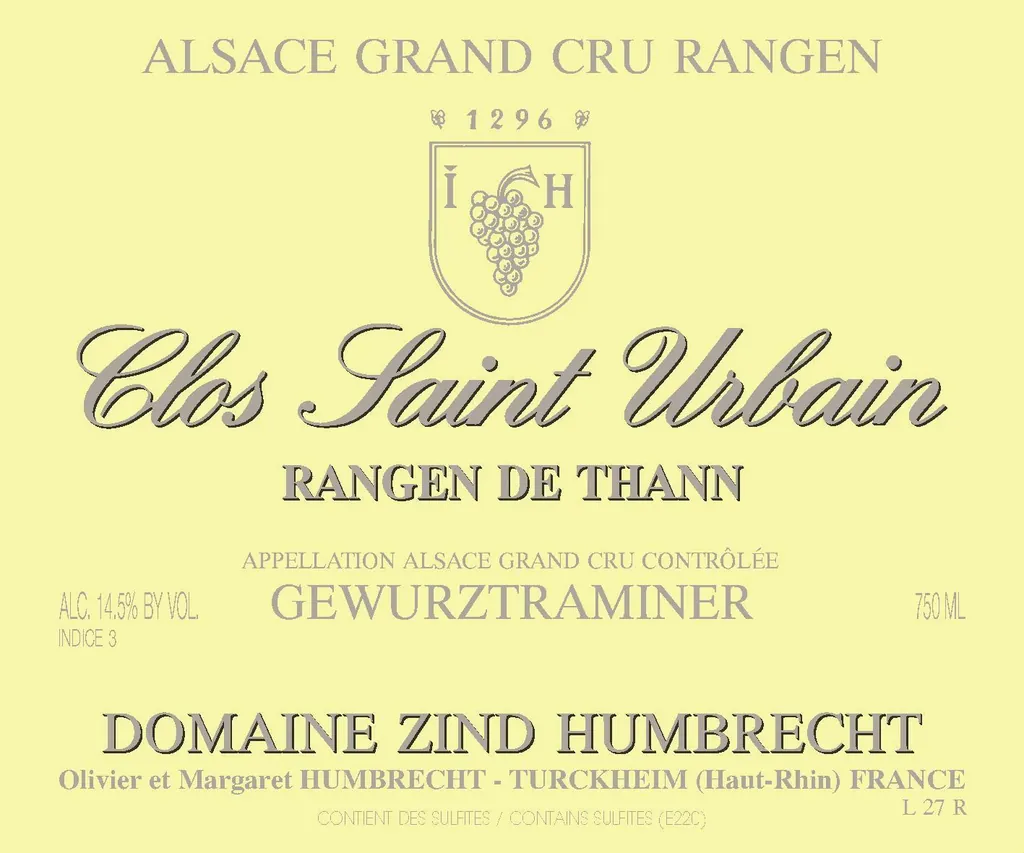 Clos Saint Urbain Rangen de Thann Gewurztraminer Grand Cru Bottle