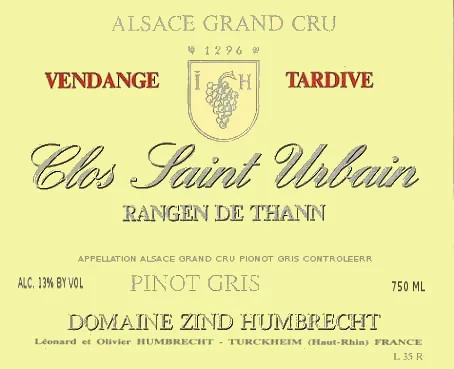 Clos Saint Urbain Rangen de Thann Vendange Tardive Pinot Gris Bottle