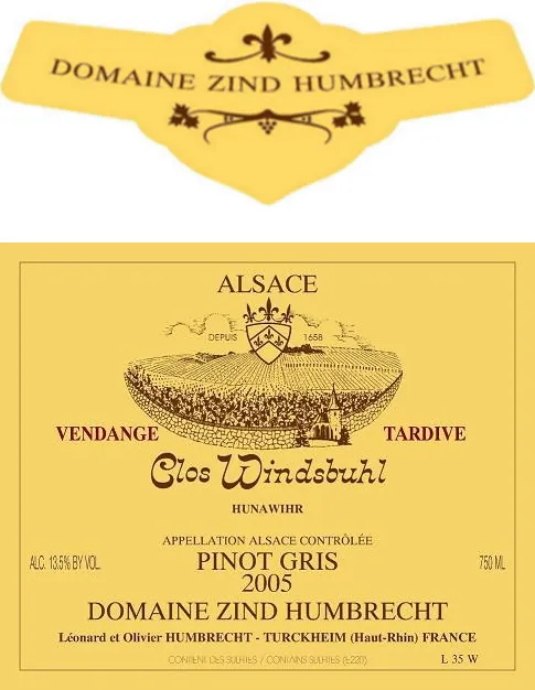 Clos Windsbuhl Vendange Tardive Pinot Gris Bottle