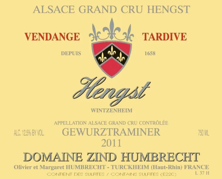 Hengst Vendange Tardive Gewurztraminer Bottle
