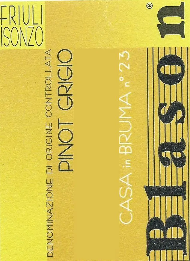 Friuli Isonzo Casa in Bruma n 23 Pinot Grigio Bottle