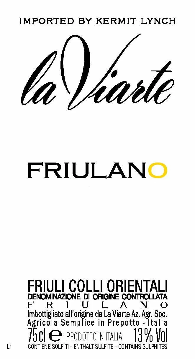 Colli Orientali del Friuli Friulano Bottle