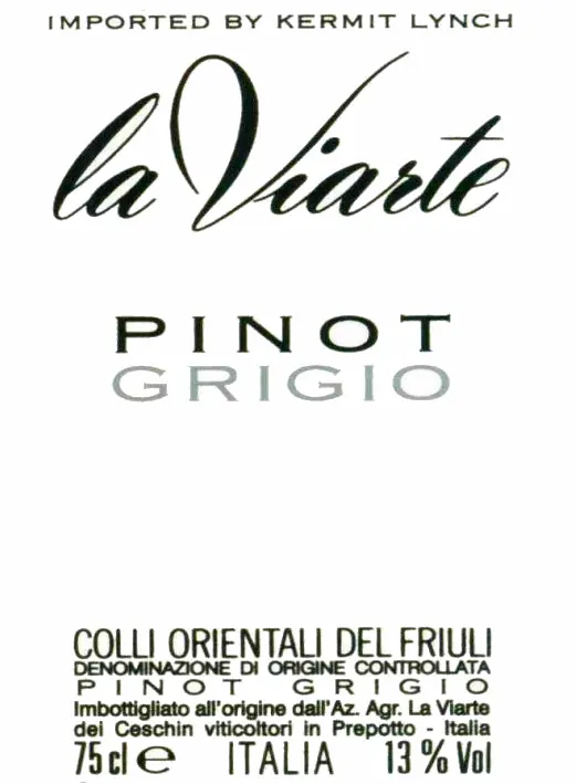 Colli Orientali del Friuli Pinot Grigio Bottle