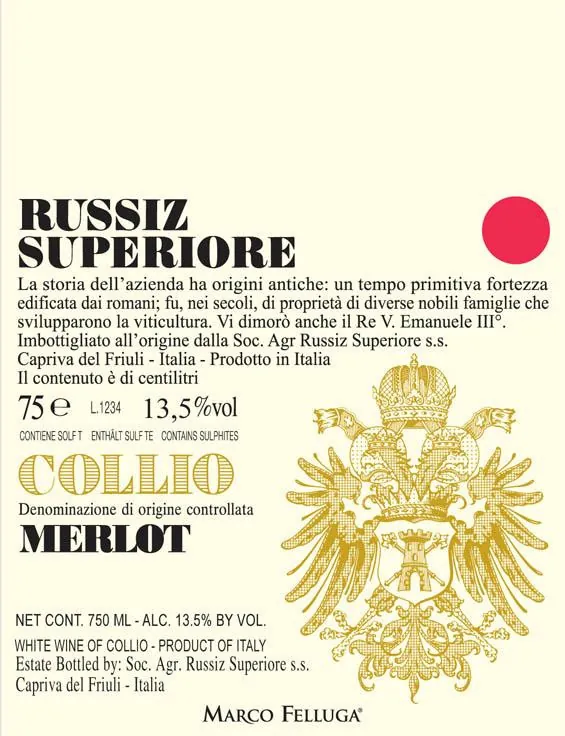 Collio Merlot Bottle