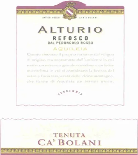 Alturio Refosco Bottle
