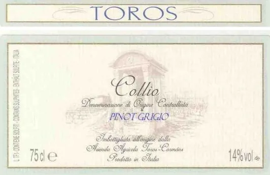 Collio Pinot Grigio Bottle