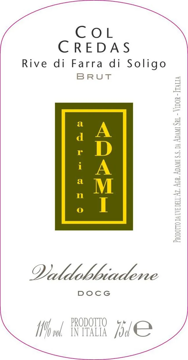 Prosecco Superiore Valdobbiadene Col Credas Bottle