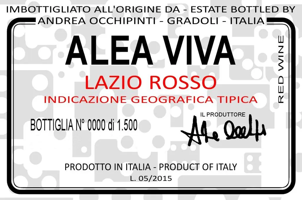 Lazio Rosso Alea Viva Bottle