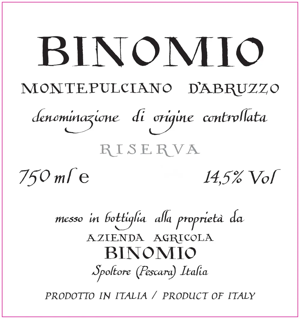 Montepulciano d'Abruzzo Riserva Bottle