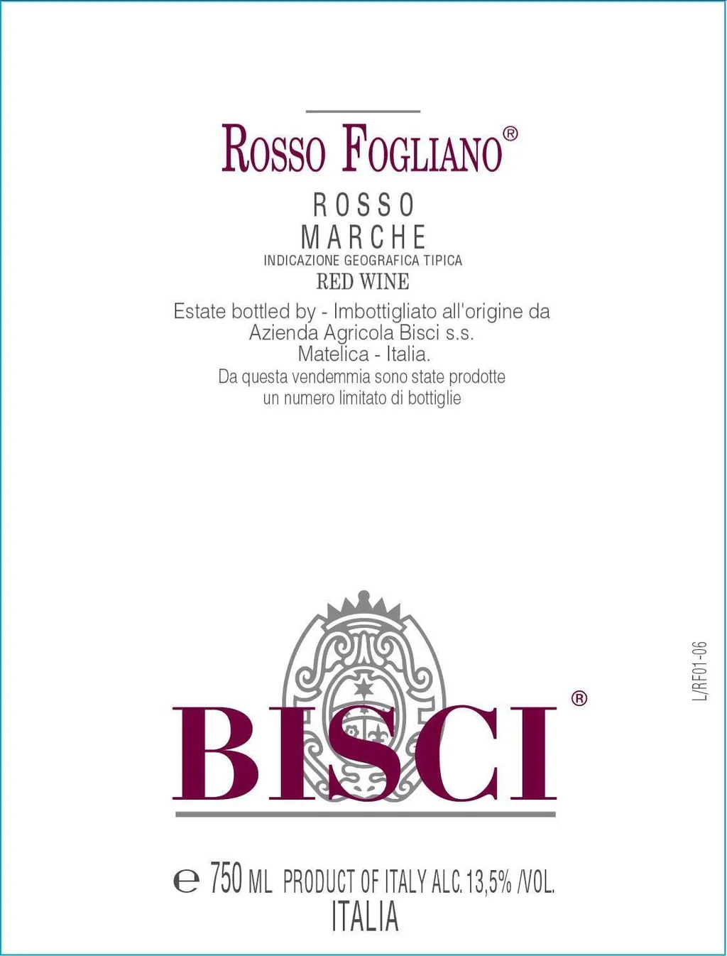 Rosso Marche Rosso Fogliano Bottle