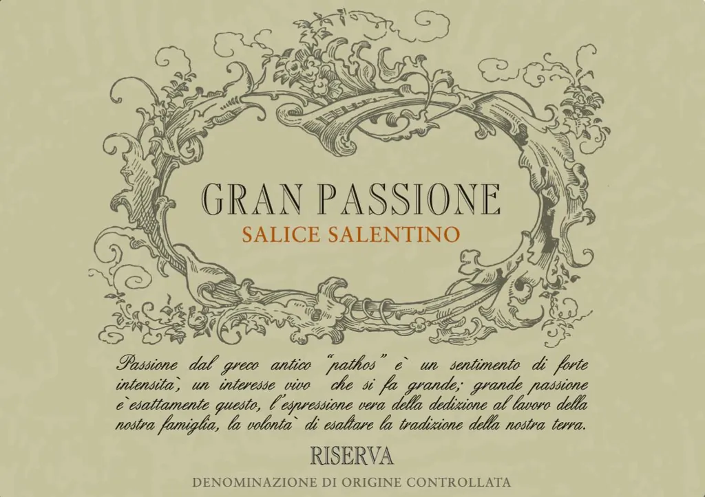 Salice Salentino Gran Passione Riserva Bottle