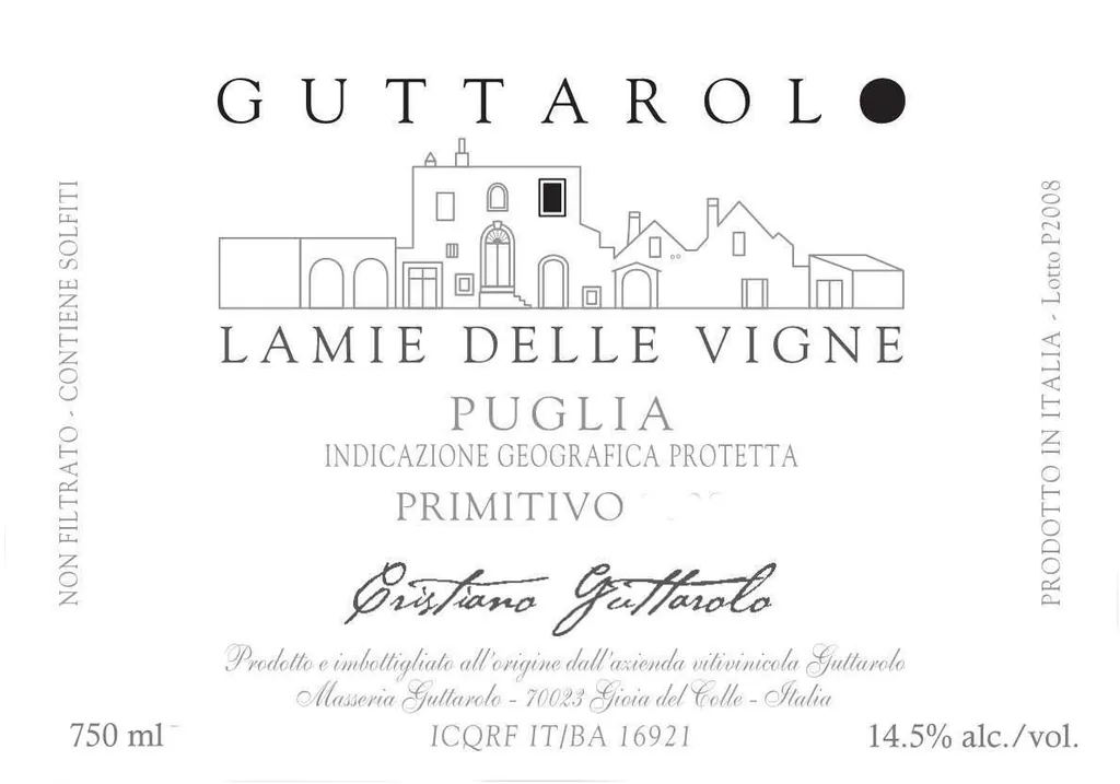 Lamie delle Vigne Primitivo Bottle