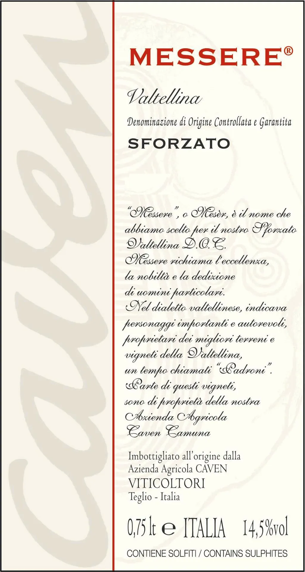 Sforzato di Valtellina Bottle