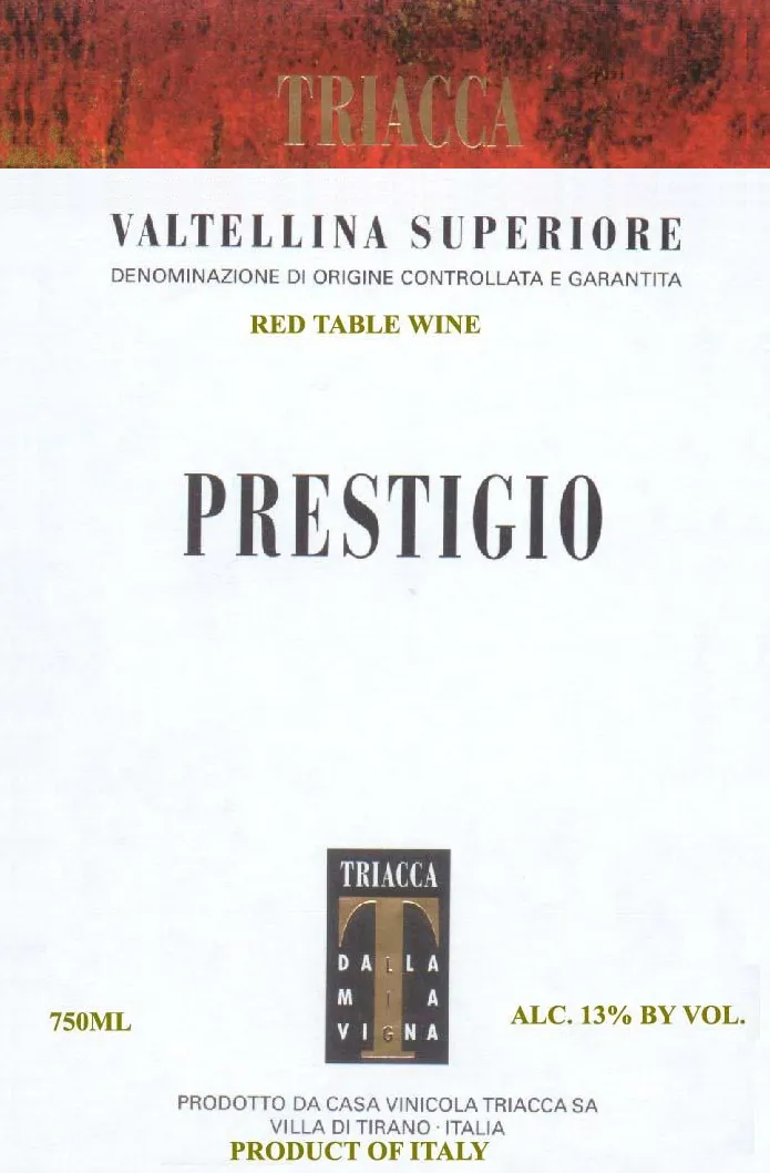 Valtellina Superiore Prestigio Bottle