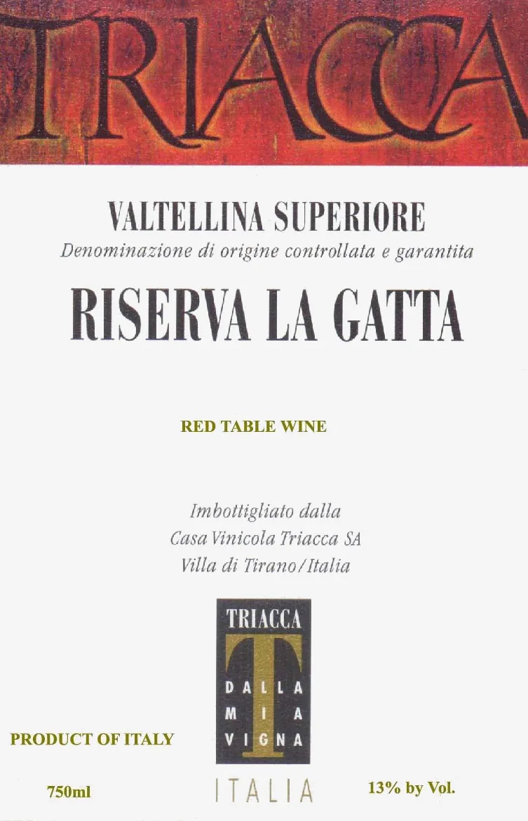 Valtellina Superiore Riserva La Gatta Bottle