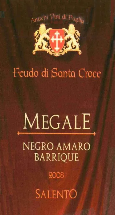 Salento Feudo di Santa Croce Megale Barrique Negroamaro Bottle