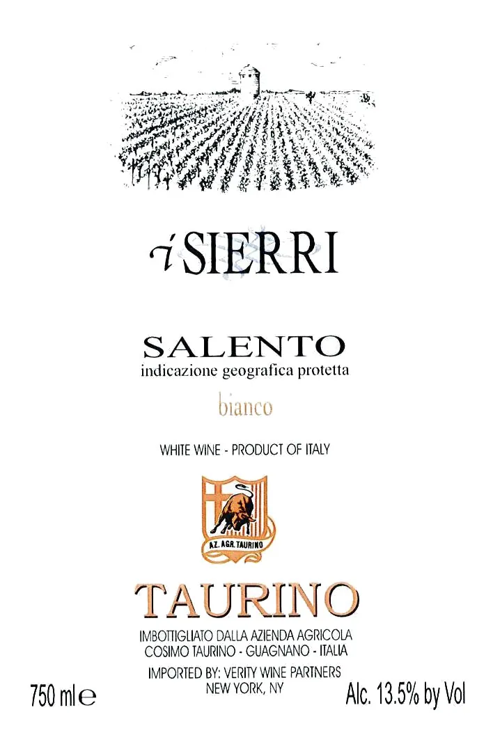 Taurino Salento I Sierri Bianco Bottle