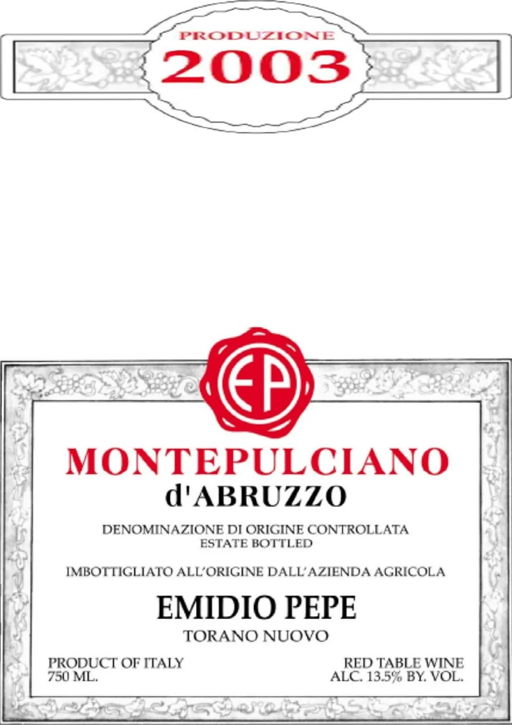 Emidio Pepe Montepulciano d'Abruzzo Bottle