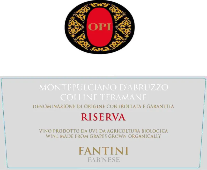 Montepulciano d'Abruzzo Colline Teramane Fantini OPI Riserva Bottle