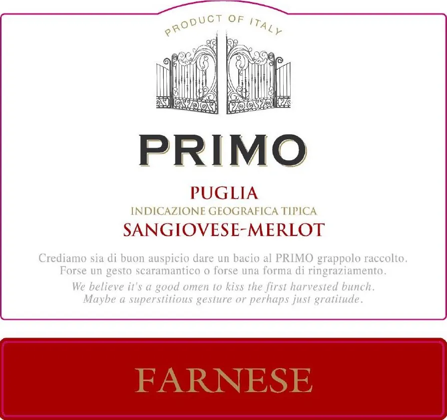 Primo Sangiovese Merlot Bottle