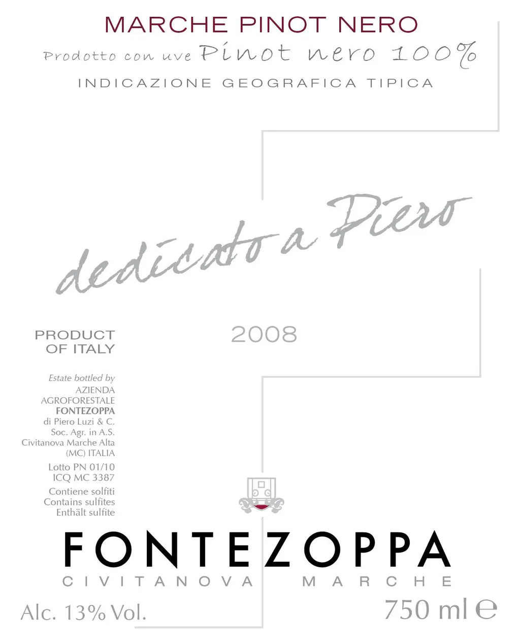 Marche Dedicato a Piero Rosso Bottle