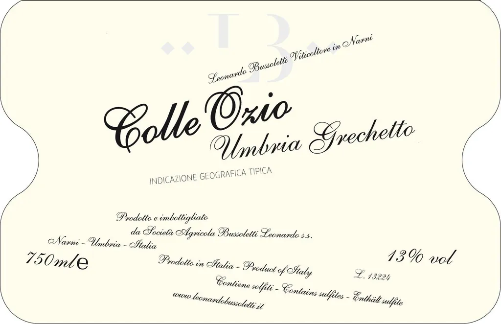 Colle Ozio Grechetto Bottle
