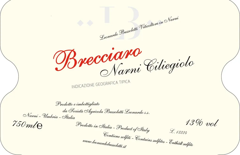 Umbria Ciliegiolo Narni Brecciaro Bottle