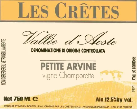 Aosta Valley Valle d'Aosta Vigne Champorette Petite Arvine Bottle