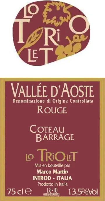 Vallee d'Aoste Coteau Barrage Rouge Bottle