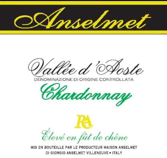 Vallee d'Aoste Eleve en Fut de Chene Chardonnay Bottle