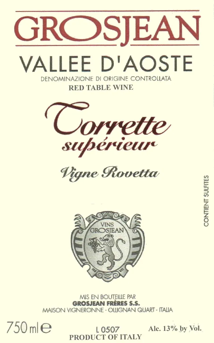 Torrette Superieur Vigne Rovettaz Bottle