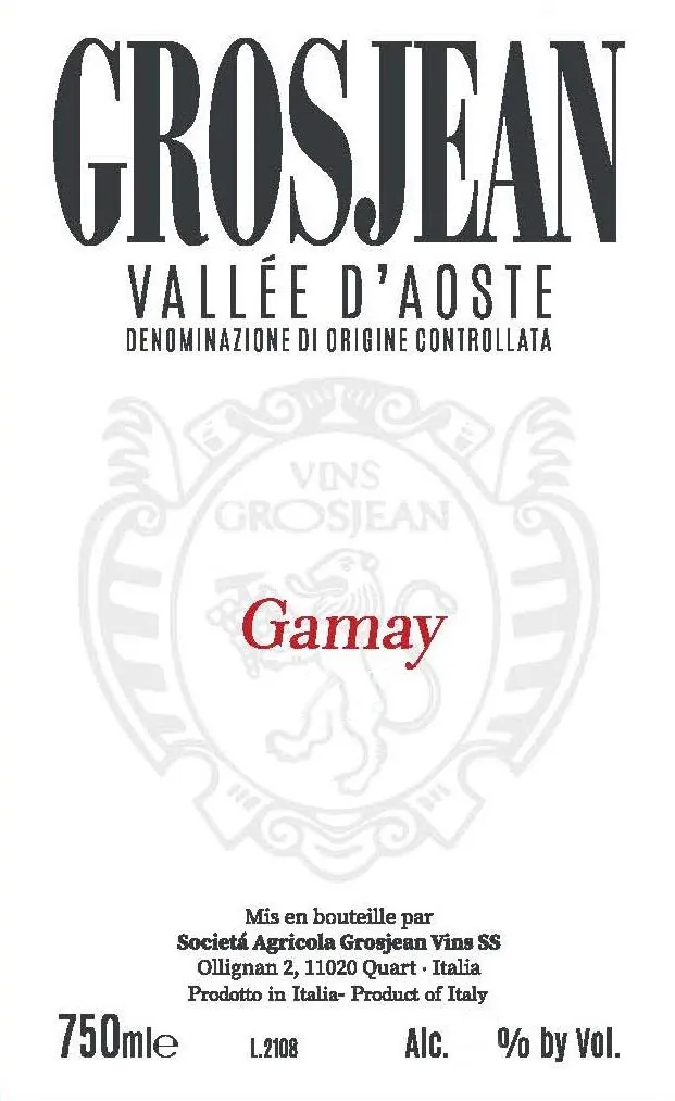 Vallee d'Aoste Gamay Bottle
