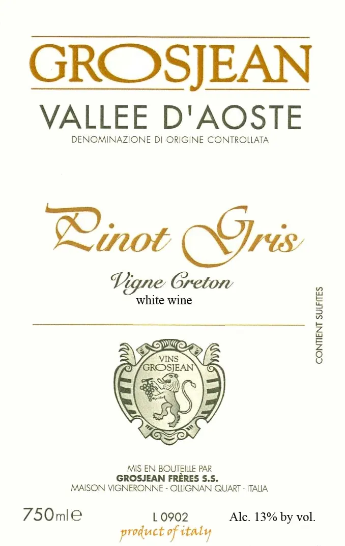 Vigna Creton Pinot Gris Bottle