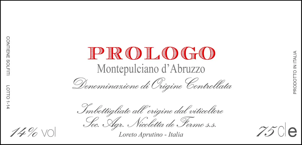 De Fermo Prologo Montepulciano d'Abruzzo Bottle