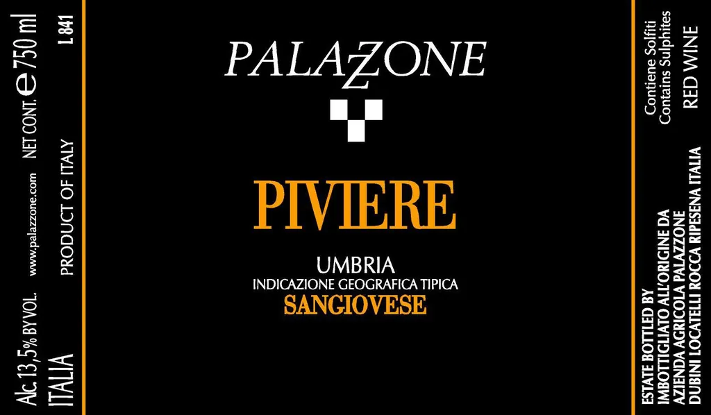 Umbria Piviere Sangiovese Bottle