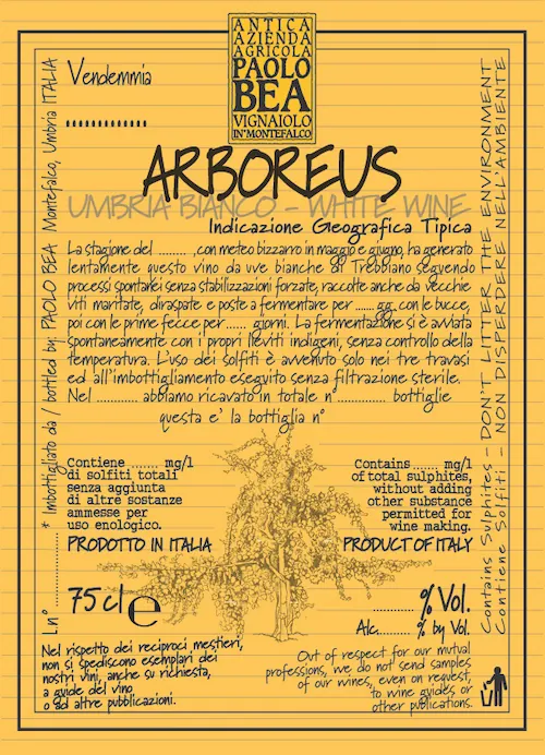 Arboreus Trebbiano Spoletino Bottle
